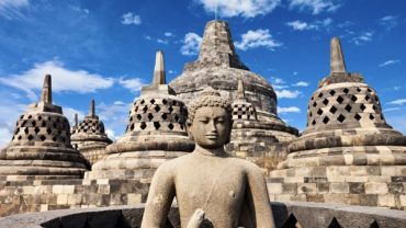 Buddha statue at the top of Borobudur Temple